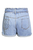 Medium Blue Paper Bag Waist Denim Shorts