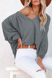 Gray Split Neck Dolman Top
