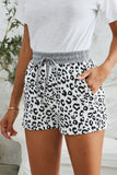 Leopard Print Drawstring Waist Shorts