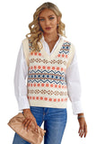 Tribal Print V Neck Knitted Sweater Vest