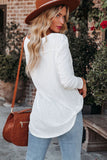 White Plain Basic Long Sleeve Tee with Pocket