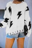 Distressed Knit Bolt Sweater