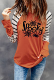 Spooky Spider Web Striped Leopard Color Block Top