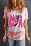 Tie-Dye Bleached MAMA lightening Printed Short Sleeve T-Shirt