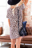 V Neck Leopard Print Asymmetrical Mini Dress