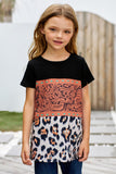 Print Leopard Colorblock Girls' T-shirt