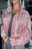 Pink Corduroy Plaid Pattern Shacket