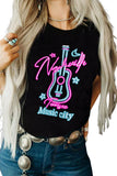 Music City Guitar Graphic Print Short Sleeve T Shirt