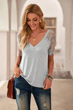 Sweet Side Lace Deep V Neck Top T-shirt