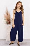 Spaghetti Strap Wide Leg Girl's Jumpsuit with Pocket