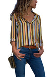 Navy Blue Color Block Long Sleeve Button Up Shirt