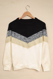 V Stripe Pattern Colorblock Sweater