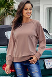 Solid Crew Neck Pullover Sweatshirt