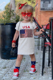USA Flag Print Little Girls T-shirt Dress