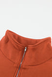 Wine Red Zipped Collar Sweatshirt