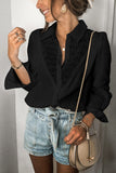 Floral Lace Hollow-out Splicing Crinkled Shirt