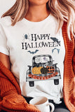 Happy Halloween Pumpkin Truck Print Graphic Tee