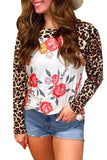 Floral Print Patchwork Long Sleeve Top