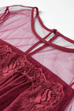 Fashion Lantern-Sleeve Lace Patchwork Top