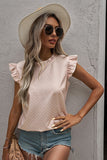 Ruffled Collar Dotted Print Top