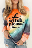 Witch Please Tie Dye Graphic Print Pullover Sweatshirt