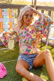 Water Painting Flowers Sexy Off Shoulder Top