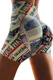 Printed High Waist Lift Up Yoga Shorts