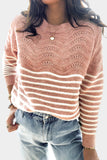 Striped Textured Long Sleeve Knit Sweater