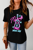 Music City Guitar Graphic Print Short Sleeve T Shirt