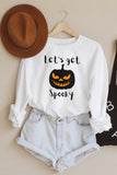 Halloween Pumpkin Slogan Print Crew Neck Pullover Graphic Sweatshirt