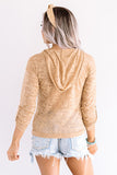 Khaki Solid Color Drawstring Hoodie with Kangaroo Pocket