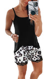 Tank Top and Leopard Lace Trim Shorts Loungewear Set