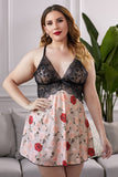 Plus Size Lace Bra Splicing Leopard Babydoll