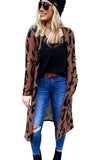 Leopard Print Open Front Cardigan with Pockets