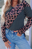 Leopard And Striped Color Block Top