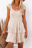 Smocked Layered Ruffle Babydoll Dress