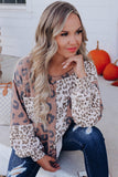 Leopard Color Block Patchwork Long Sleeve Top