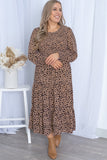 Plus Size Leopard Print Smocked Tiered Dress