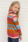 Cowl Neck Girl's Striped Sweatshirt