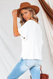 Sewn Cuffs Short Sleeves Thermal Knit Top