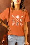 Orange LOVE Graphic Halloween Pumpkin Tee