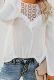 Hollow-out Ruffle Long Sleeve Blouse