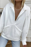 Ribbed Texture Buttoned Drawstring Sweatshirt