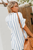 Striped Short Sleeve Buttoned Pocket Shirt