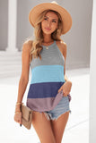 Color Block Striped Knit Tank Top