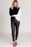 Exposed Seam Detail Faux Leather Pants