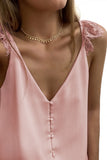 Adjustable Lace Straps Buttons Tank Top