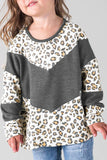 Kids Waffle Knit Leopard Patchwork Top