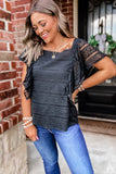 Cascading Ruffle Lace Blouse