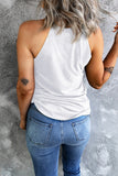 White Plain Halter Neck Tank Top